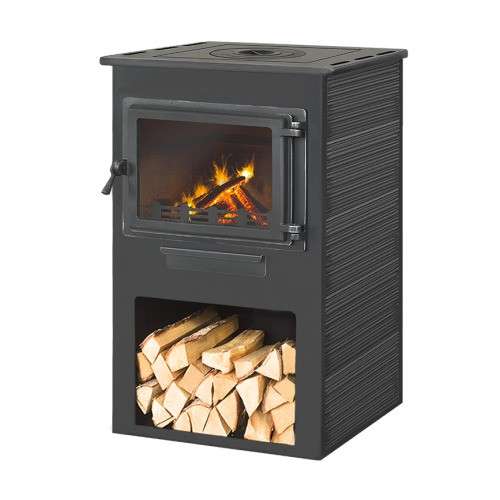 Печь-камин ЭТНА (Панорама) с плитой фото в Бобруйске