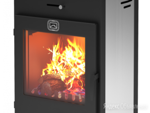 Стальной недорогой камин со стеклом и дровницей Теплодар Танго плюс фото в Бобруйске