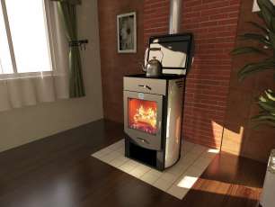 Стальной недорогой камин со стеклом Теплодар Танго плюс фото в Бобруйске