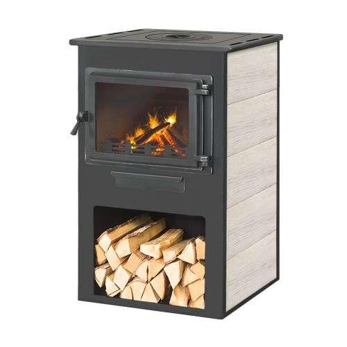 Печь-камин ЭТНА (Панорама) с плитой Амазонка бай фото в Бобруйске