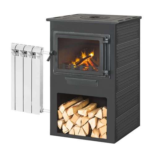 Печь-камин ЭТНА (Панорама) с плитой и ТО Амазонка бай фото в Бобруйске