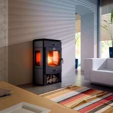 Стильный камин с тремя стеклами Теплодар Танго Трио фото в интерьере в Бобруйске