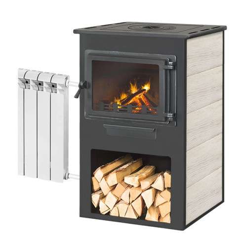 Печь-камин ЭТНА (Панорама) с плитой и ТО Амазонка бай фото в Бобруйске