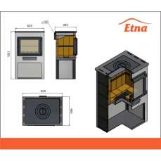 Печь-камин ЭТНА (Панорама) с плитой и теплообменником Амазонка бай фото в Бобруйске