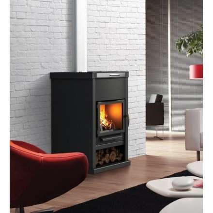 Стальной недорогой камин Теплодар ОВ-140 (прямой) фото в интерьере в Бобруйске