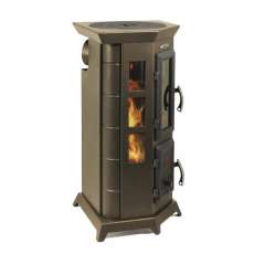 Отопительная недорогая печь Термофор Статика Квинта, чёрная бронза фото с боку в Бобруйске