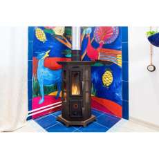 Угловая стальная печь Термофор Статика Квинта, чёрная бронза фото в Бобруйске