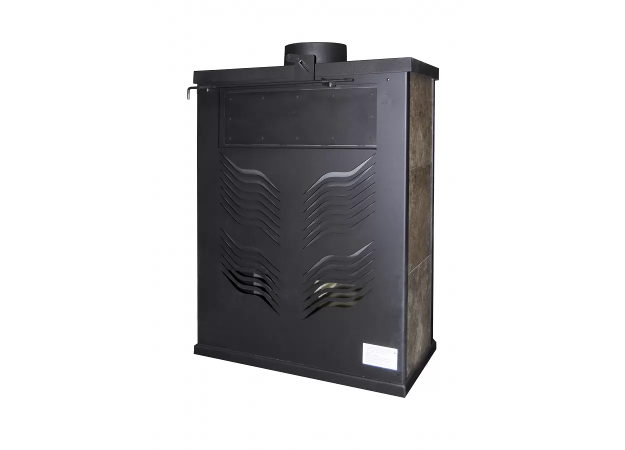 Стальной камин с дровницей Бавария призматик с плитой фото в Бобруйске