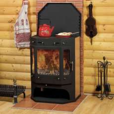 Печь-камин Бавария с плитой аква фото в Бобруйске