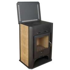 Стальная печь-камин Бавария с плитой и теплообменником фото в Бобруйске