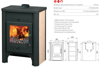 Недорогой печь-камин со стеклом Экокамин с плитой в интерьере фото в Бобруйске