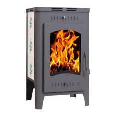 Стальной камин Бавария Оптима Незабудка со стеклом фото в Бобруйске