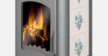 Недорогой камин Бавария Оптима Незабудка со стеклом фото в Бобруйске