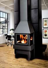 Недорогой камин Бавария 3 стекла чёрная фото в интерьере хай-тек в Бобруйске