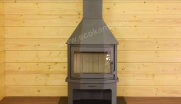 Печь-камин со стеклом Бавария Мюнхен пристенно-угловой графит фото в Бобруйске