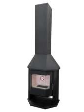 Стальной камин Мюнхен угловой графит фото с боку в Бобруйске