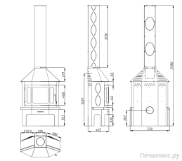 Стальной камин Бавария Мюнхен со стеклом угловой чёрный (без перемычки) фото габариты в Бобруйске