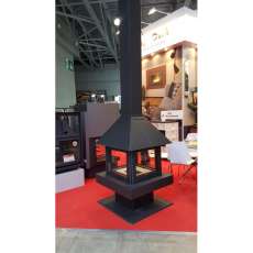 Стальной камин с четырьмя стеклами Эклипс островной 4D графит фото в Бобруйске