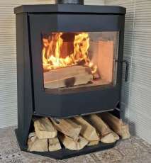 Стальной камин с большим стеклом Бавария панорама призма с плитой фото в Бобруйске