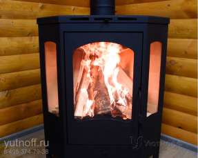 Стальной камин со стеклами Бавария панорама угловая фото в Бобруйске