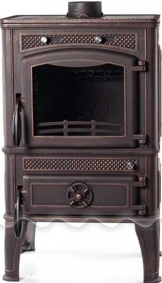 Печь-камин чугунный FireWay Dacha с варочной поверхностью патина бронза Амазонка бай фото в Бобруйске