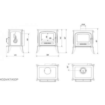 Купить Печь-камин чугунный Kratki Koza K7 с термостатом в Бобруйске Амазонка бай фото в Бобруйске