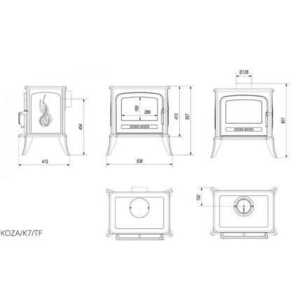 Купить Печь-камин чугунный Kratki Koza K7 с турбиной в Бобруйске Амазонка бай фото в Бобруйске