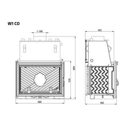 Каминная топка Kawmet W1CO 18,7 кВт с водяным контуром в Бобруйске