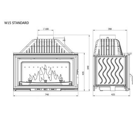 Каминная топка Kawmet W15 STANDARD 18 кВт в Бобруйске