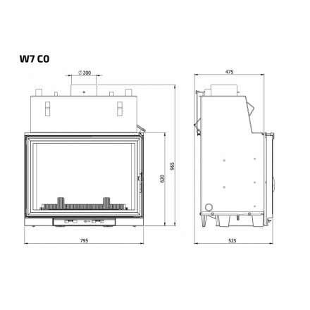 Каминная топка Kawmet W7CO 25,3 кВт с водяным контуром в Бобруйске