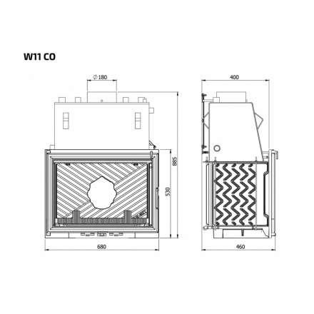 Каминная топка Kawmet W11CO 18 кВт с водяным контуром в Бобруйске