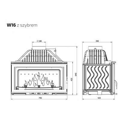 Каминная топка Kawmet W16 PREMIUM 14,7 кВт в Бобруйске