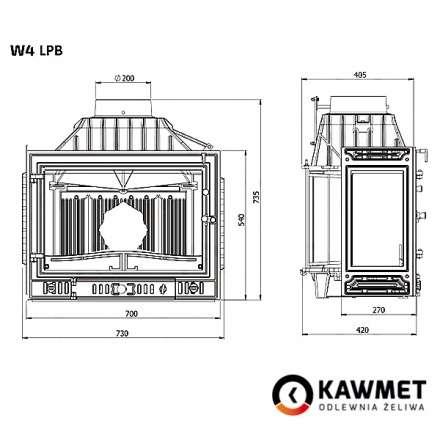 Каминная топка Kawmet W4PLB-14,5 кВт в Бобруйске