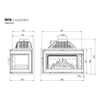 Каминная топка Kawmet W16PB 14,7 кВт в Бобруйске
