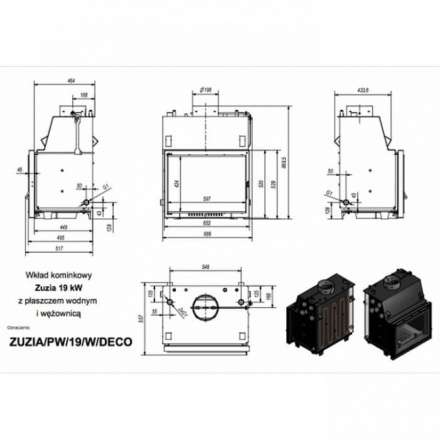 Каминная топка Kratki Zuzia/PW/19/W/DECO в Бобруйске