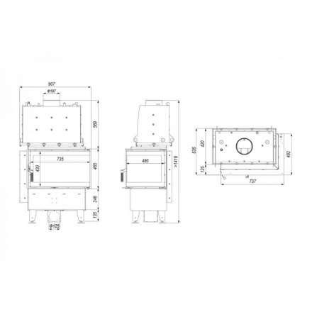 Каминная топка Defro Home RIVA SM BL SHORT угловая, с водяным контуром в Бобруйске