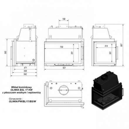 Каминная топка Kratki Oliwia/PW/BL/17/BS/W в Бобруйске