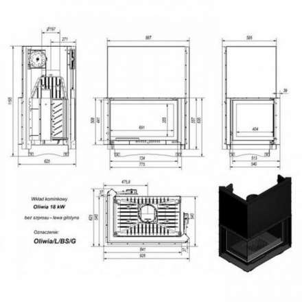 Каминная топка Kratki Oliwia/L/BS/G в Бобруйске