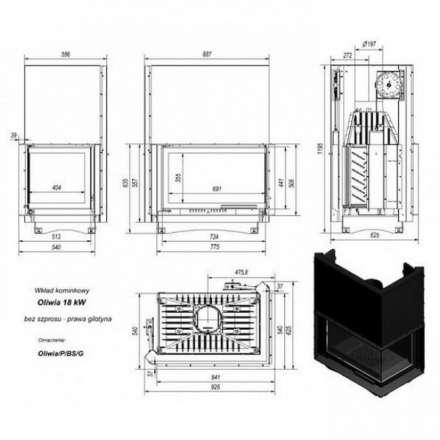 Каминная топка Kratki Oliwia/P/BS/G в Бобруйске