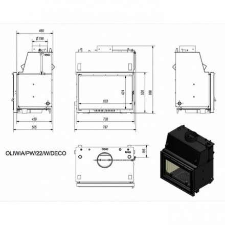 Каминная топка Kratki OLIWIA/PW/22/W/DECO в Бобруйске