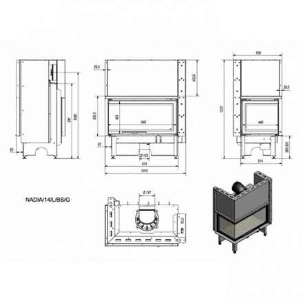 Каминная топка Kratki NADIA/14/L/BS/G в Бобруйске