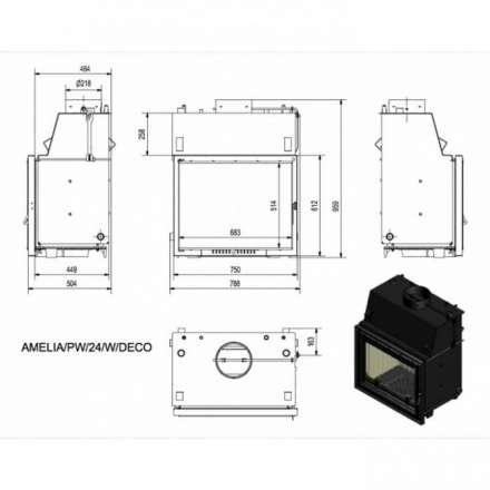 Каминная топка Kratki Amelia/PW/24/W/DECO (змеевик) в Бобруйске