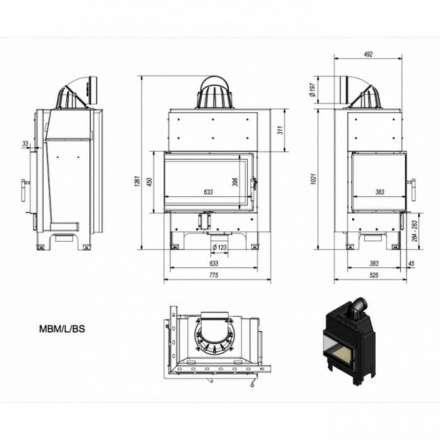 Каминная топка Kratki MBM/L/BS в Бобруйске