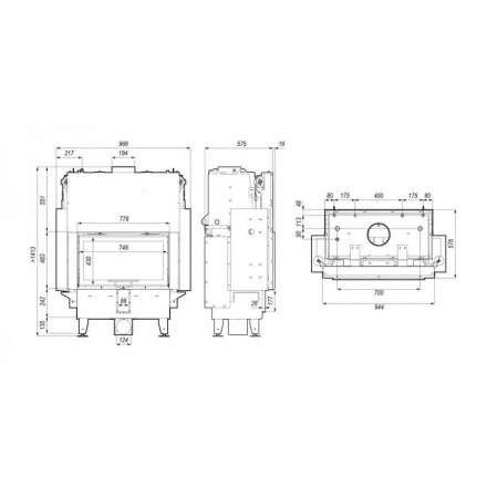 Каминная топка Defro Home RIVA ME G SHORT с водяным контуром и подъемом стекла вверх в Бобруйске