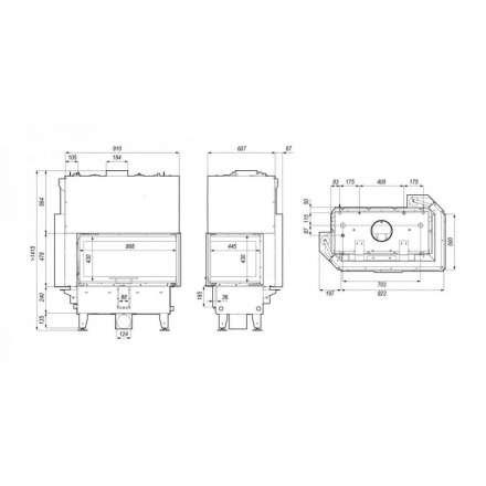 Каминная топка DEFRO HOME RIVA ME BL G SHORT угловая с водяным контуром и подъемом стекла вверх в Бобруйске