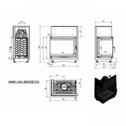 Каминная топка Kratki Amelia/L/BS/Deco в Бобруйске