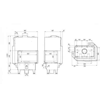 Каминная топка DEFRO HOME RIVA SM BL G SHORT угловая с водяным контуром и подъемом стекла вверх в Бобруйске