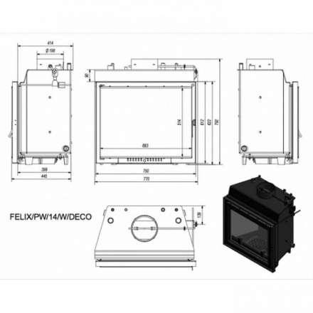 Каминная топка Kratki Felix/PW/14/W/DECO в Бобруйске