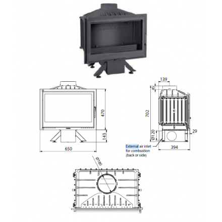 Каминная топка Ferguss FG17 с подводом воздуха извне и шибером в Бобруйске