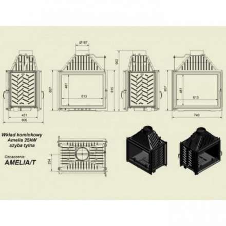 Каминная топка Kratki Amelia/T в Бобруйске